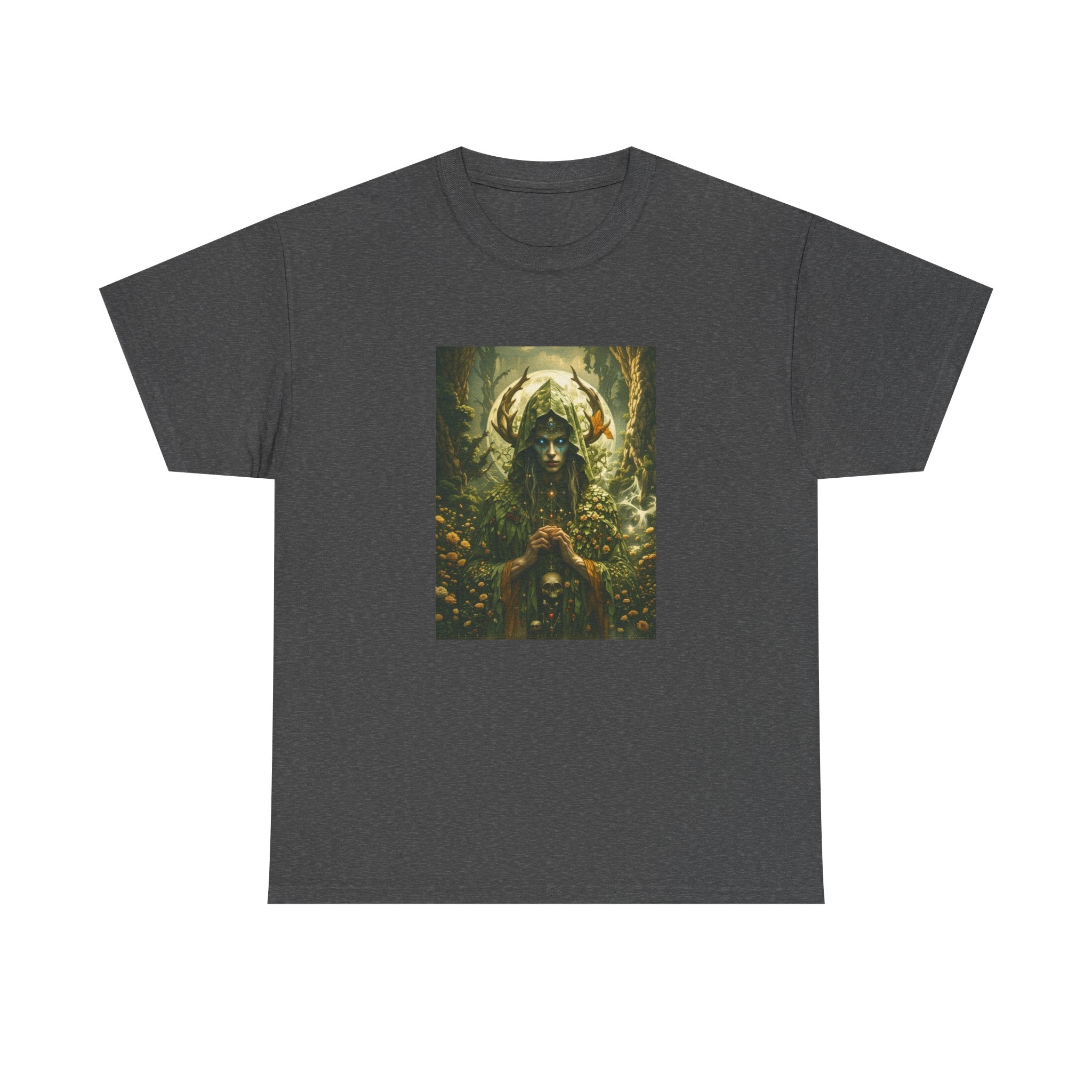 Forest Goddess portrait Tee | Mystic Nature, Antlers, Ethereal Woman