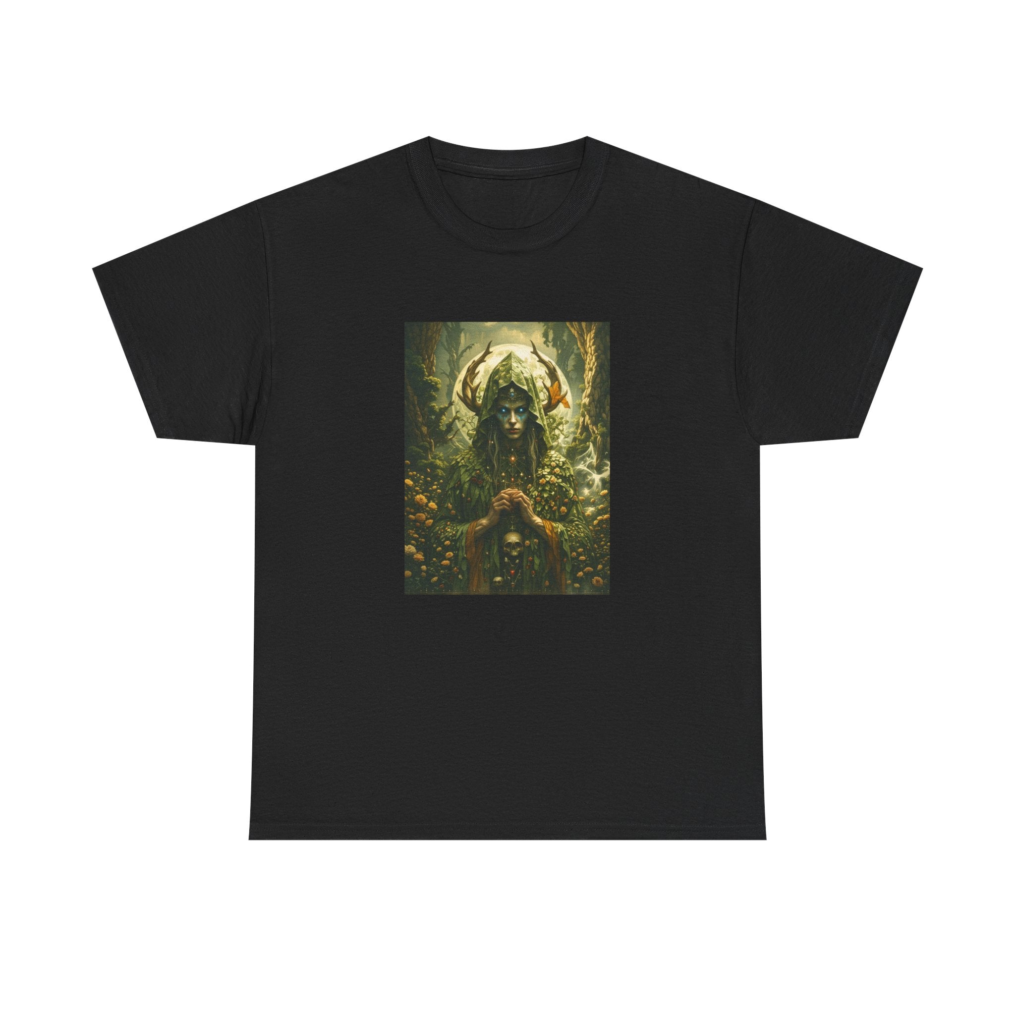 Forest Goddess portrait Tee | Mystic Nature, Antlers, Ethereal Woman