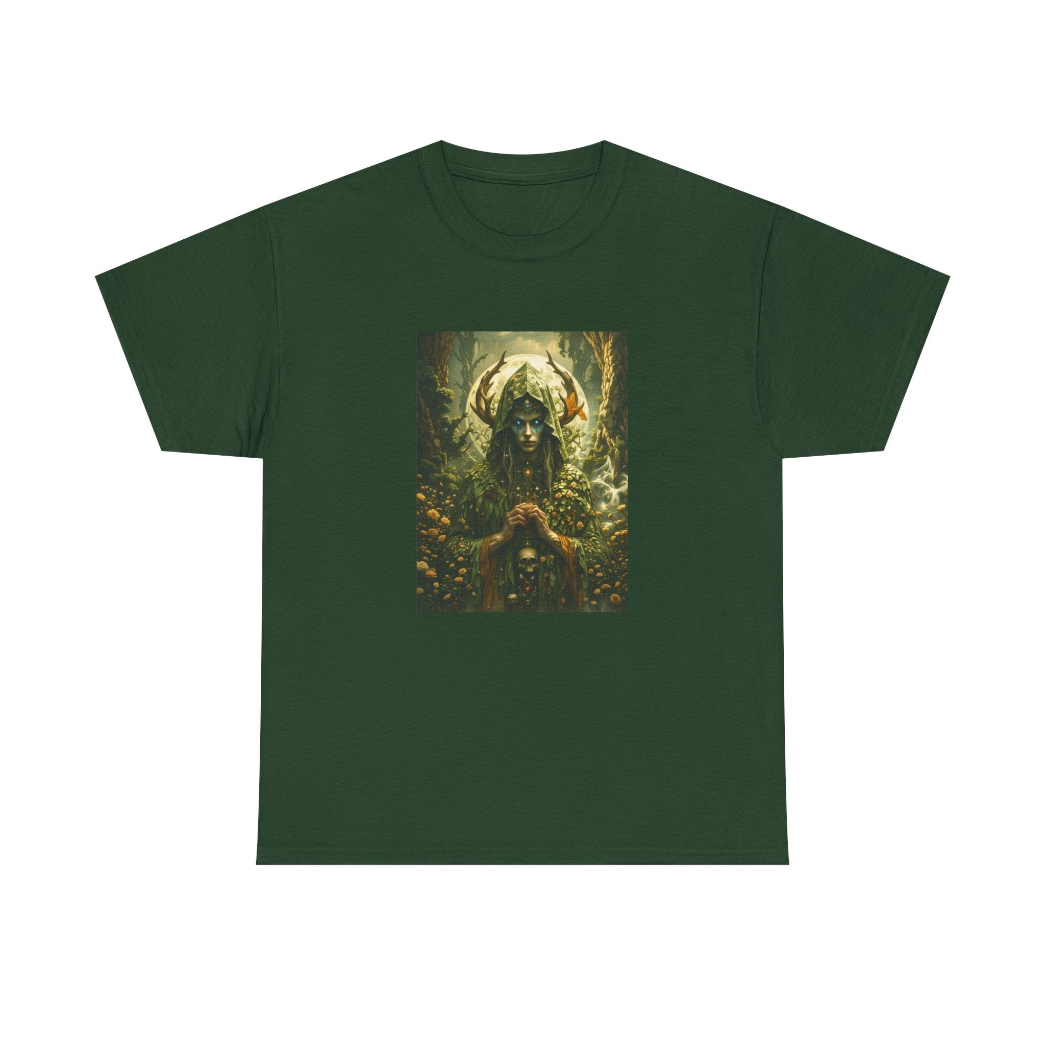 Forest Goddess portrait Tee | Mystic Nature, Antlers, Ethereal Woman