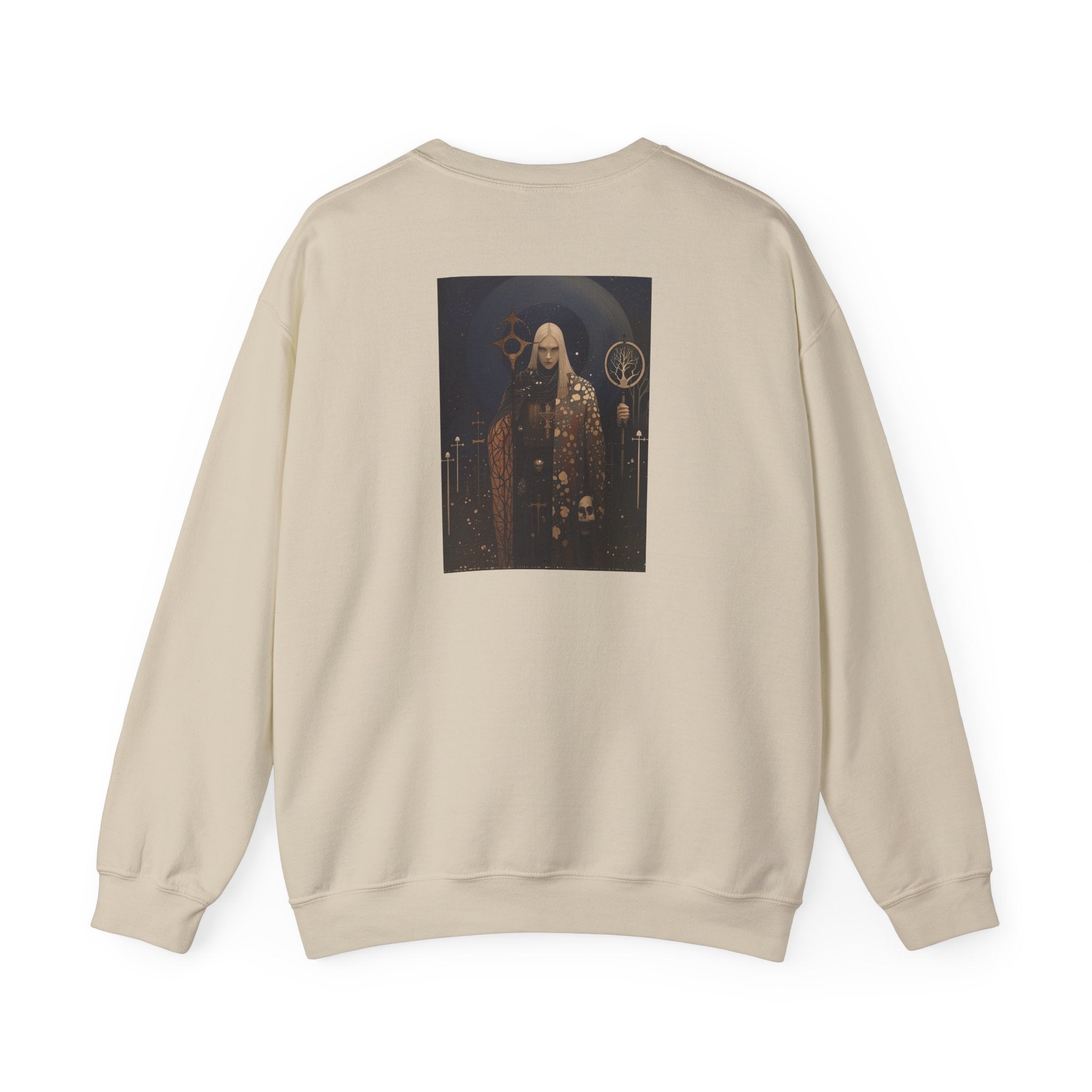 Dark Sorcerer Illustration Crewneck Sweatshirt | Occult Fantasy, Moon Magic