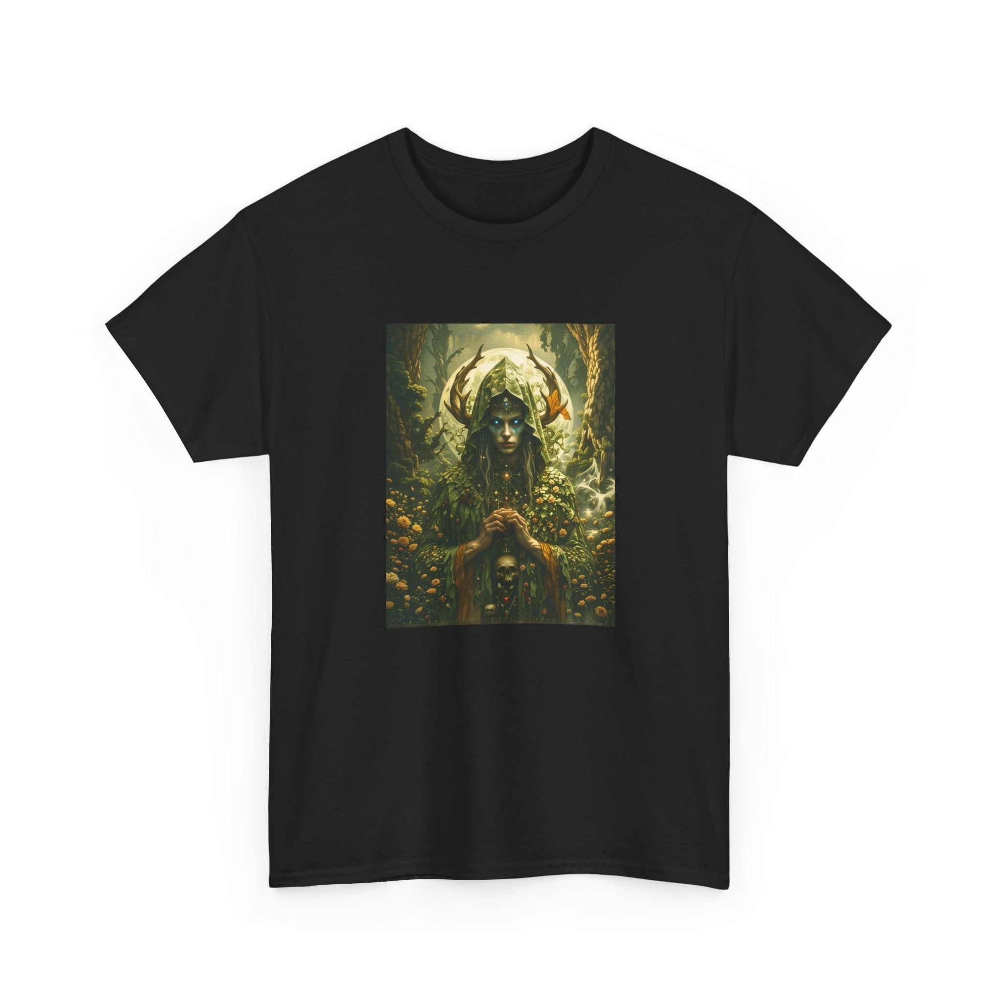 Forest Goddess portrait Tee | Mystic Nature, Antlers, Ethereal Woman